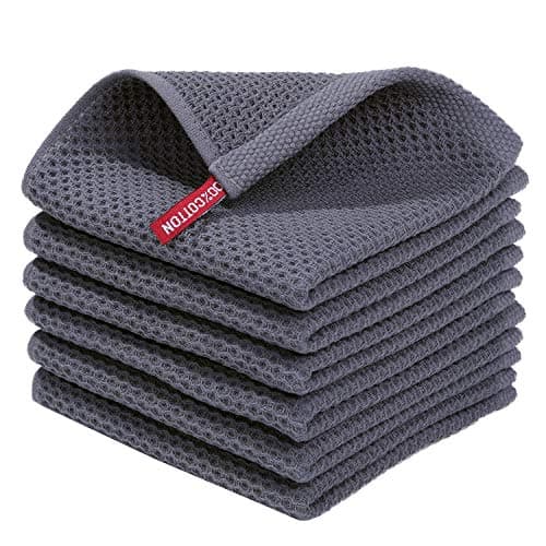 Homaxy 100% Cotton Waffle Weave Kitchen Dish Cloths, Ultra Soft Absorbent Quick Drying Dish Towels, 12 x 12 Inches, 6-Pack, Dark Grey - Image 1