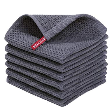 Homaxy 100% Cotton Waffle Weave Kitchen Dish Cloths, Ultra Soft Absorbent Quick Drying Dish Towels, 12 x 12 Inches, 6-Pack, Dark Grey - Image 1