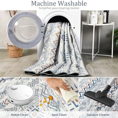 Snoffic Area Rug Living Room Rugs Large Soft Boho Farmhouse Indoor Floor Rug (Blue, 6'x9') - Image 5