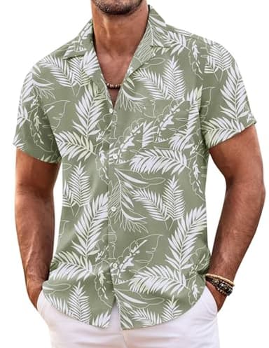 COOFANDY Mens Hawaiian Shirt Short Sleeve Floral Button Down Shirts Tropical Beach Summer Shirts - Image 1