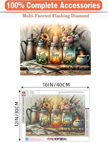 Diamond Art Kits for Adults, Inspirational Diamond Painting Kits for Beginners, 5D Vase Round Full Drill Gem Art for Adults, Paint by Diamonds Pictures DIY Crafts Kits 16x12inch - Image 4