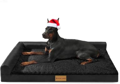 Patas Lague Orthopedic XL Dog Bed Large Sized Dog 42''X28'', Waterproof L Bolster Big Pet Sofa Beds with Removable Washable Cover, Soft Comfortable Pet Couch Crate Mat with Nonskid Bottom, Black - Image 2