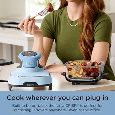 Ninja Crispi 4-in-1 Portable Glass Air Fryer Cooking System, 4QT & 6Cup Glass Containers with Storage Lids, Easy Meals, Microwave, Freezer & Dishwasher Safe, Air Fry, Bake, & More, Periwinkle, FN101PL - Image 8