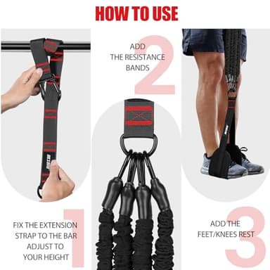 Pull Up Assistance Bands 260lbs, Heavy Pull Up Bands Resistance Bands for Pull Ups Working Out with Feet Rest, Pull Up Bar Bands Assistance Bands Strength Training Workout Equipment, Height Adjustable - Image 3