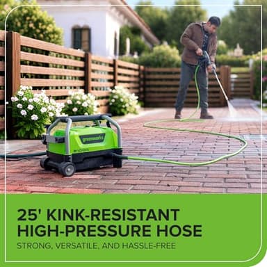 Greenworks 2100 PSI (SGS Certified) 1.2 GPM 13Amp Compact Electric Pressure Washer Telescoping Handle Power Washer for Cars, Driveways, Patios, Patio Furniture & Around Pools - Image 10