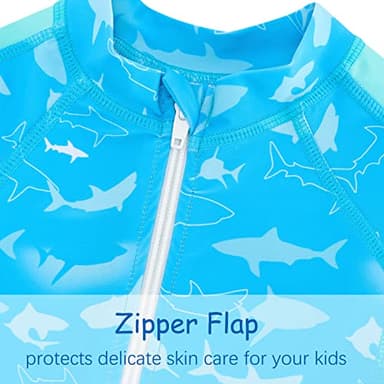 UNIFACO Baby Boy Bathing Suit Infant Shark Rashguard Swimsuit 12 Months One Piece Sunsuits Swimwear with Sun Hat - Image 5
