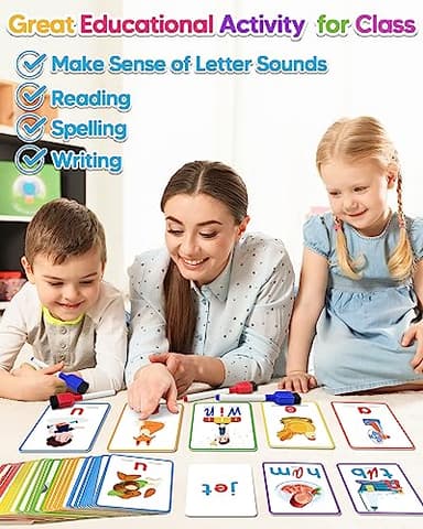 Gojmzo CVC Word Writing & Spelling Flash Cards, Preschool Learning Toddler Activities, Kindergarten Homeschool Supplies, Sight Words Reading Game, Montessori Educational Toys for 3 4 5 6 Year Old Kids - Image 2