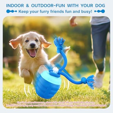 Huimpet Interactive Dog Toys, [2025 Newly Upgraded] Interactive Dog Ball for Medium/Large Dogs, Automatic Moving Dogs Toy Wicked Ball for Boredom & Training, Play Music, USB Rechargeable(Blue) - Image 2