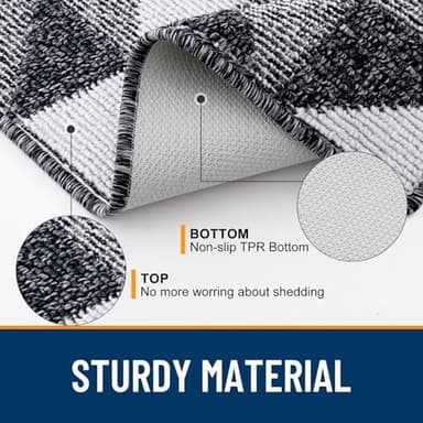 OLANLY Door Mat Indoor Entrance 47x20, Washable Runners for Hallway, Absorbent, Low-Profile Doormat, Geometric Design, Resists Dirt and Moisture, Sturdy Floor Mat for Kitchen, Bedroom, Office, Black - Image 4