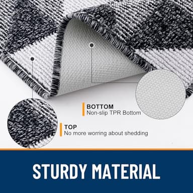 OLANLY Door Mat Indoor Entrance Washable 32x20, Odor-Free Low-Profile Front Back Geometric Doormat, Absorbent Resist Dirt Entry Carpet, Easy to Clean Sturdy Inside Floor Mats for Entryway, Black - Image 3