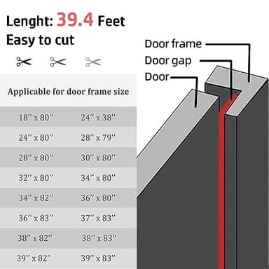 GOKINDOR 39.4 Feet Weather Stripping Door Seal Strip Window and Soundproofing Self-Adhesive Backing D-Shape Weather Stripping for Door Frame Window Large Gap (Black) - Image 7