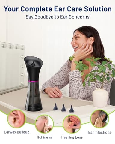 KAUGIC Upgraded Ear Wax Removal with One-Piece Waste Tank, Safe Ear Cleaner with Water Temperature Sensor, Effective Ear Irrigation Kit, IPX7, Slate Rose - Image 8