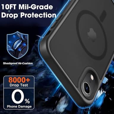 MOCCA Strong Magnetic for iPhone XR Phone Case, [Compatible with Magsafe][Mil-Grade Drop Protection] Slim Thin Translucent Matte Protective Cover Case for iPhone XR Case 6.1'', Black - Image 4