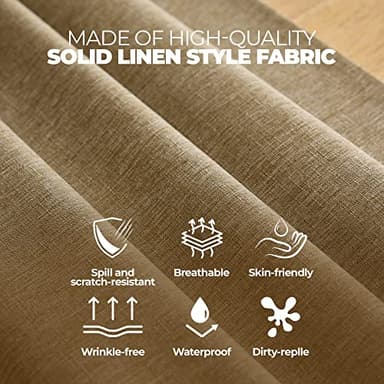 Decorelia Waterproof Faux Linen Farmhouse Round Table Cloth for Indoor/Outdoor, Decorative Rustic Fabric Tablecloth Cover for Party Picnic Dining & Kitchen Table (60 Inch, Round (2-4 Seats), Natural) - Image 4