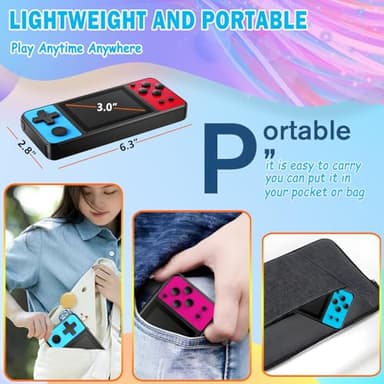 Beico 32 Bit Kids Handheld Games Preloaded 139 Video Games,Portable Electronic Toys with 3.0" IPS Screen Rechargeable Battery,Gaming System Birthday Gifts for Boys Girls Ages 4-12 (Blue-Red) - Image 6