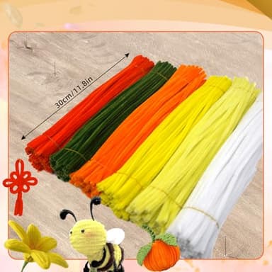 620 Pieces Pipe Cleaners Craft Set, 600 Pcs Chenille Stems with 20 Pcs Flower Stems, Craft Supplies Bulk for DIY Art and Craft Projects Creative Gift Wrapping Party Decorations(Golden Yellow Series) - Image 4