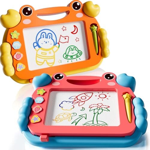 2 Pcs Magnetic Drawing Board, Magnet Doodle Board for Toddler Girls Boys 3 4 5 6 7 Year Old Kids, Montessori Preschool Educational Travel Toys Gift Etch A Colorful Sketch Magnet Erasable Writing Pad - Image 1