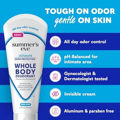 Summer's Eve Fresh Scent Whole Body Deodorant for Women, Aluminum-Free Ultimate Odor Control Cream, 3 Oz - Image 4