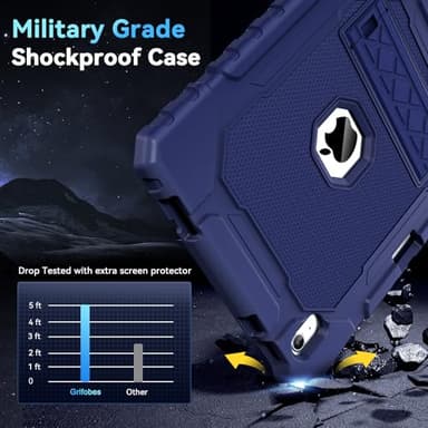 Grifobes for iPad A16 Case 11th Generation 11 inch 2025 / iPad 10th Generation Case 10.9 inch 2022, Heavy Duty Military Grade Shockproof Cover with Pencil Holder for i Pad 11/10 Gen (Navy Blue) - Image 4
