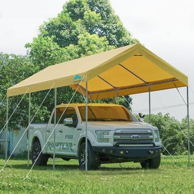 ADVANCE OUTDOOR 12x20 ft Heavy Duty Carport Potable Car Canopy Garage Party Tent Boat Shelter, Adjustable Height from 9.5 ft to 11 ft, Beige - Image 7