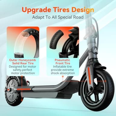 TST Electric Scooter for Adult, Up to 19 MPH and 20 Miles Long Range E Scooter, 8.5"/10" Solid and Pneumatic Tire, Portable Folding EScooter with Dual Brakes, Commuting Escooter App Control - Image 4
