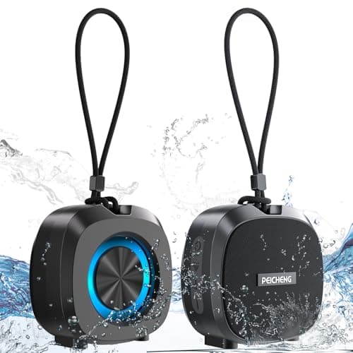 PEICHENG Speaker, Small Portable Bluetooth Wireless IPX5 Waterproof Shower Speaker,Loud Stereo Sound Deep Bass,TWS Paire, RGB Lights,Long Playtime for Outdoor Party, Great Gift,1PC(Black) - Image 1
