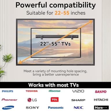 No Stud TV Wall Mount, Studless Drywall TV Mount for 22-55 inch TVs, Low Profile Tv Hanger Max Load 100 lb, No Drill, No Anchors, Easy Install with All Hardware Included - Image 3