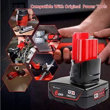 waitley 2 Pack 12V 6A Replacement Battery Compatible with Milwaukee 6.0Ah Power Tools - Image 7