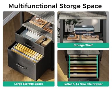 Coleshome L Shaped Computer Desk with 6 Drawers & Power Outlet, 55 Inch Corner Desk with Reversible Storage Shelf & File Drawer, Home Office Desk, Grey Oak - Image 7