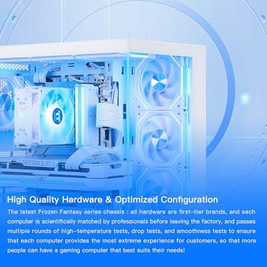 MLOONG Frozen Phantasm Gaming PC,AMD Ryzen 5 5500 4.2 GHz,GeForce RTX 4060 8GB Desktop Computer,1TB NVMe SSD,16GB DDR4 3200MHz, Air Cooled Prebuilt,600W PSU,Windows 11 Home & AI powered Gamer PC.White - Image 3