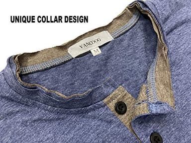 VANCOOG Men's Classic Comfort Soft Slim Fit Long Sleeve Henley T-Shirt Polo Shirts-Dark Army Green-M - Image 4