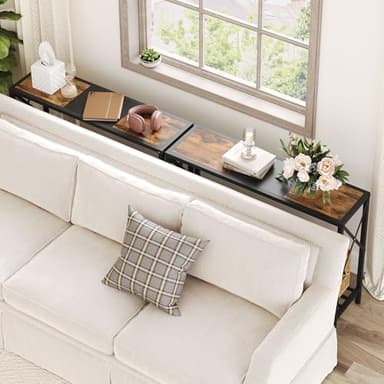 Tajsoon Console Table 41.8”, 2-Tier Industrial Entryway Table, Narrow Entrance Sofa Table with Shelves, Hallway, Living Room, Foyer, Corridor, Office, Rustic Brown and Black - Image 7