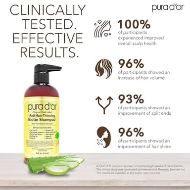 PURA D'OR Anti-Thinning Biotin Shampoo & Deep Moisturizing Conditioner Original Gold Label Set (16oz x2) Natural Earthy Scent, CLINICALLY TESTED Effective Results, Hair Thickening Product, Women & Men - Image 2