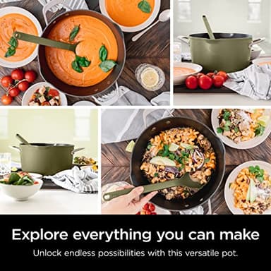 Ninja CW202GN Foodi NeverStick PossiblePot, Premium Set with 7-Quart Capacity Pot, Roasting Rack, Glass Lid & Integrated Spoon, Nonstick, Durable & Oven Safe to 500°F, Olive Green - Image 12
