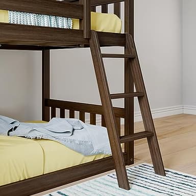 Max & Lily Twin Over Twin Low Bunk with Slide and Ladder, Wooden Bunk beds with 14” Safety Guardrail for Kids, Toddlers, Boys, Girls, Teens, Bedroom Furniture, Walnut - Image 5