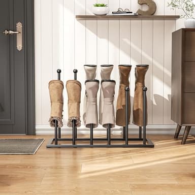pickpiff Free Standing Shoe Racks - Black Metal Boot Rack for Dorm Room, Closet, Entryway, Bedroom, Patio Outdoor, Hallway, Black, Shoe Storage Fit for 6 Pairs - Image 7