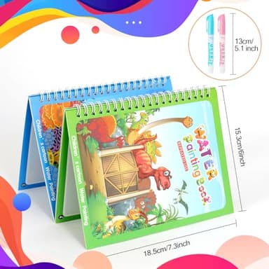 5 Pack Reusable Water Coloring Book for Toddlers, Water Doodle Book Toys, Paint with Water Books,Mess-Free Coloring Book, Portable Educational Doodle Drawing Toy, Educational Learning Kits Gifts - Image 7