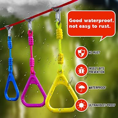 Ninja Warrior Obstacle Course for Kids-Playground Fitness Equipment Ninja Slackline with Multiple Accessories for Kids,Contain Swings,Rope ladders,Rings,Ninja Couse for Kids Outside (2x56ft) - Image 6