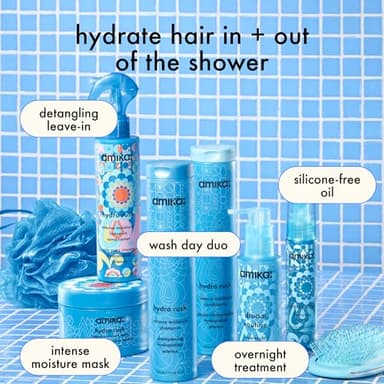 amika hydro rush intense moisture shampoo with hyaluronic acid | for dry, textured, or coarse hair types 2a-4c, long-lasting hydration, color-safe, keratin + chemically treated safe, 275ml - Image 6