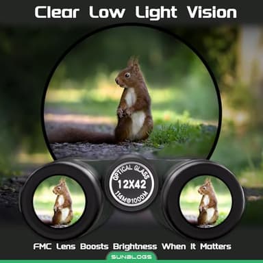 12x42 HD Binoculars for Adults High Powered - Waterproof BAK4 Prism Binoculars for Bird Watching, Hunting, Travel, Hiking & Opera - Super Bright Lightweight Binocular (Green) - Image 5