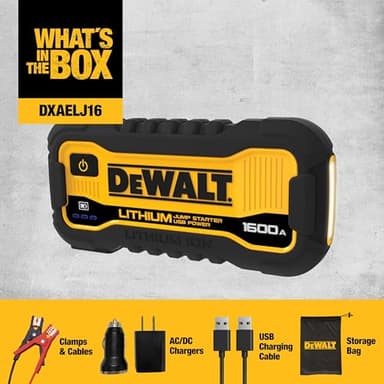 DeWalt DXAELJ16 1600 Peak Amp Jump Starter Battery Booster with USB Power Station - Image 3