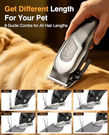 Dog Grooming Kit, Dog Clippers for Grooming for Heavy Thick Hair, Low Noise Cordless Pet Hair Trimmer with Stainless Steel Blade, Professional Rechargeable Hair Trimmer for Dogs and Cats - Image 3