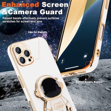 Pepmune for iPhone 16 Pro Max Case, Cute 3D Astronaut Stand with [2 Screen Protector] [Camera Protection] Kickstand Shockproof Silicone Soft Back Cover for Apple iPhone 16 Pro Max Phone Case, White - Image 3