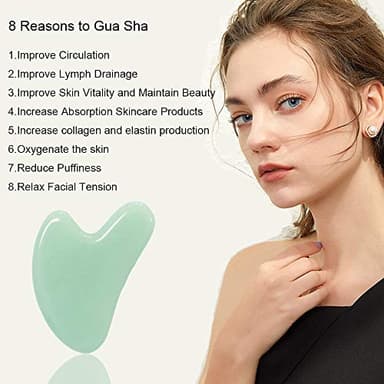 Ditind Gua Sha, Jade Stone Gua Sha Massage Tool, Guasha Tool for Face and Body Skin Massage. Gua Sha Set for Toxins Prevents Wrinkles for SPA Acupuncture, Therapy Trigger Point Treatment. - Image 2