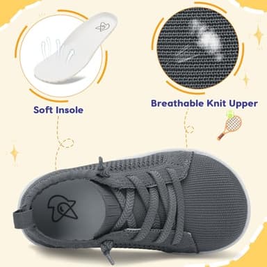 LeIsfIt Toddler Shoes Girls Boys Wide Shoes Kids Zero Drop Minimalist Sneakers Barefoot Slip on Tennis Sneakers Dark Grey 1 Big Kid - Image 5