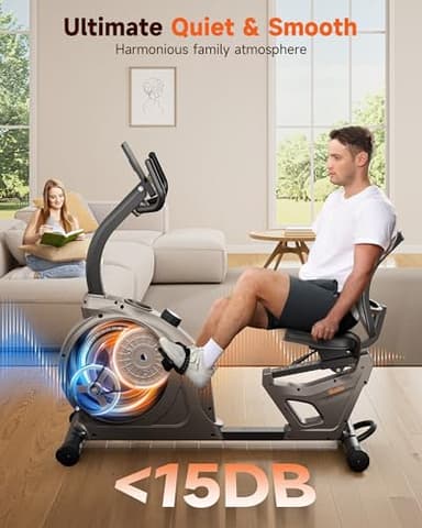 Niceday Recumbent Exercise Bike, Recumbent Bike for Home, Recumbent Stationary Bike 400LBS Weight Capacity, Magnetic Recumbent Bike with Smart APP, LCD Monitor, Heart Rate Handle - Image 4
