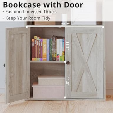 IRONCK Industrial Bookshelves and Bookcases with Doors 11.8 in Depth Floor Standing 5 Shelf Display Storage Shelves Bookcase Home Decor Furniture for Home, Office, Living Room, Bedroom - Image 5