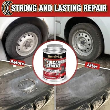 Chemical Vulcanizing Cement 3.4FL.Oz, All Purpose Tire Repair Rubber Glue, Dry Clear Rubber Cement, Tire Patch Glue with Brush Top Can for Car, Motorcycle, Bike Tires - Image 3