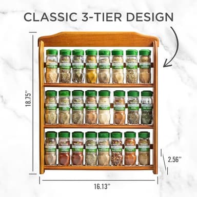 McCormick Gourmet Three Tier Wood 24 Piece Organic Spice Rack Organizer with Spices Included, 27.6 oz - Image 9