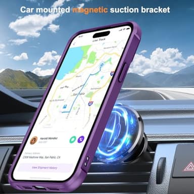 PIXIU Strong Magnetic for iPhone 15 case Compatible with Mag-Safe, Built-in Invisible Stand,Military Shockproof Slim Protective Matte Phone Cover for iPhone 15 6.1"-Purple - Image 4